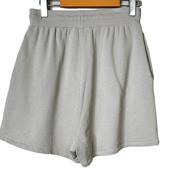 ZARA Grey Cotton French Terry Knit Shorts Drawstring Elasticized Waist US Sz M - Picture 4 of 11